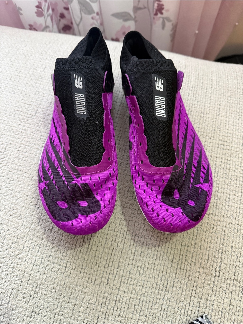New Balance Women’s Purple and Black Slip-On Racing Flats